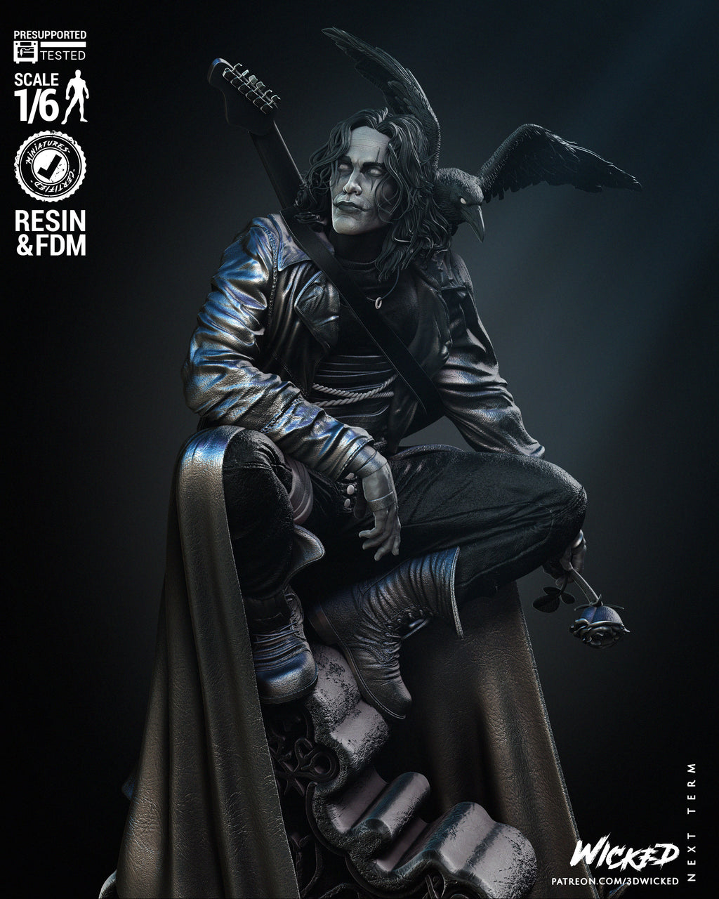 The Crow – Eric Draven – 1:6 Scale Hand-Painted Resin Statue